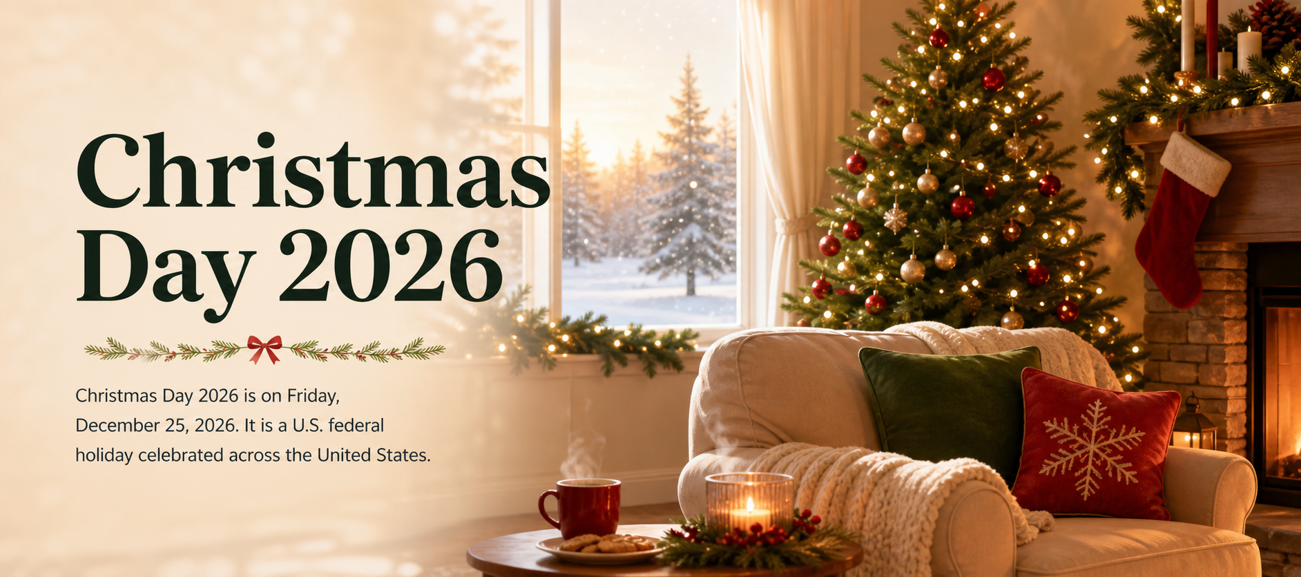 Christmas Day 2026 public holiday and U.S. federal holiday winter celebration